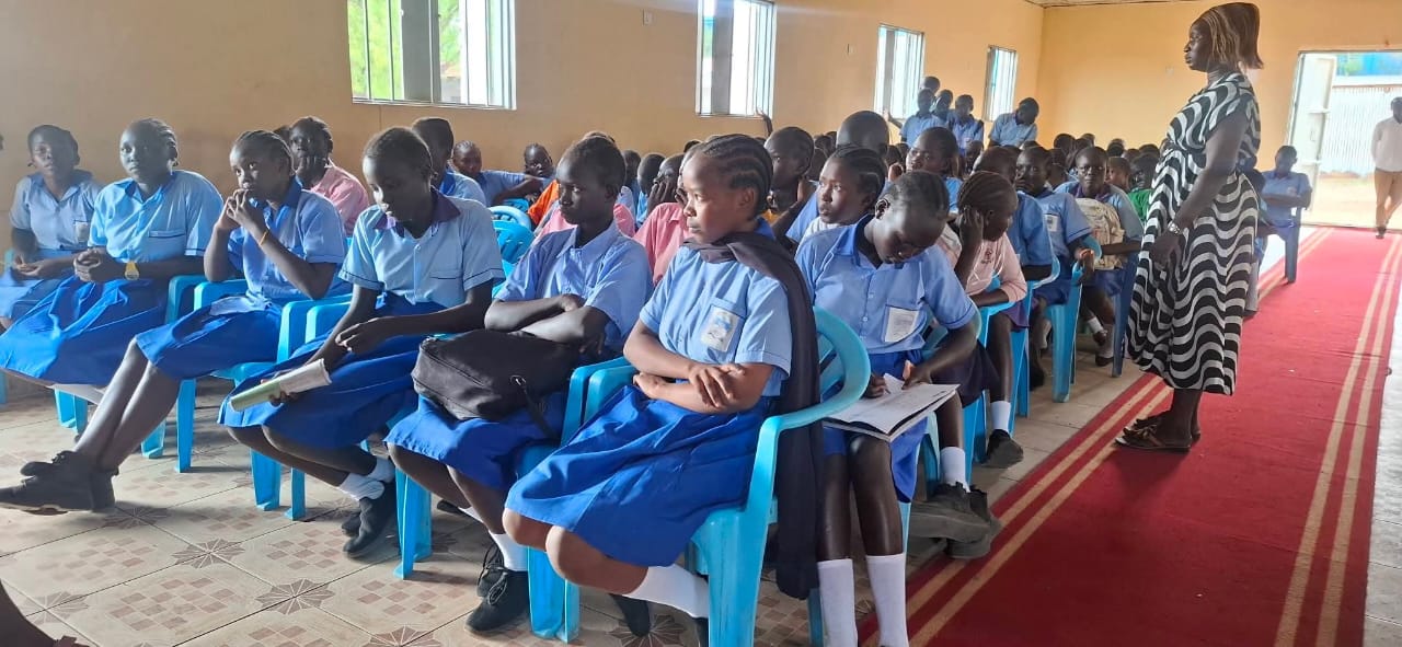 Students participating in a Caritas Archdiocese of Juba awareness session